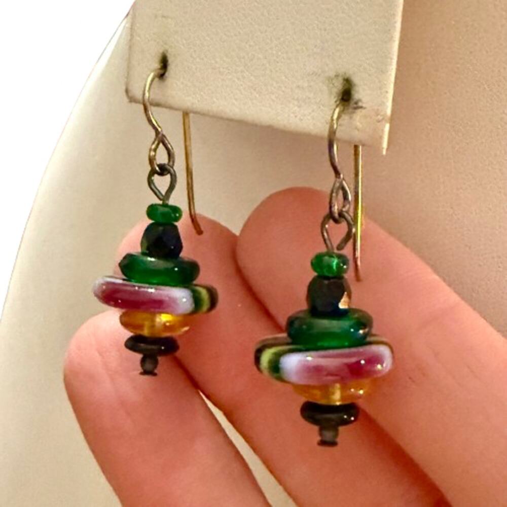 Handcrafted Colorful Artisan Glass Bead Earrings